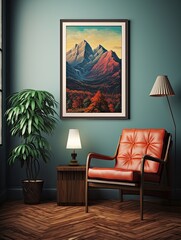 Majestic Mountain Landscape: Vintage Art Print of a Mountaintop Overlook Wall Decor