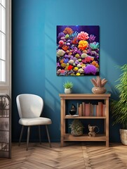 Vibrant Coral Reef Explorations: Vintage Ocean Landscape and Marine Wall Canvas Art