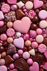 Obraz na płótnie Canvas Pastel Heart Candies Assortment - Glossy Finish on Neutral Background, Valentine's Day Concept