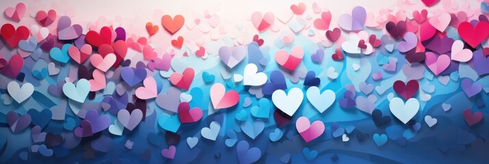Stream of Colorful Paper Hearts - Gradient Spectrum Flow, Valentine's Day Concept