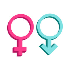 Pink and blue gender sign. Female and male. Vector illustration.