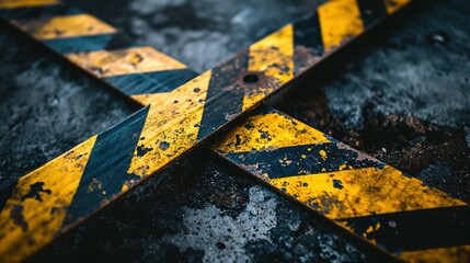 Distressed yellow and black barricade tape