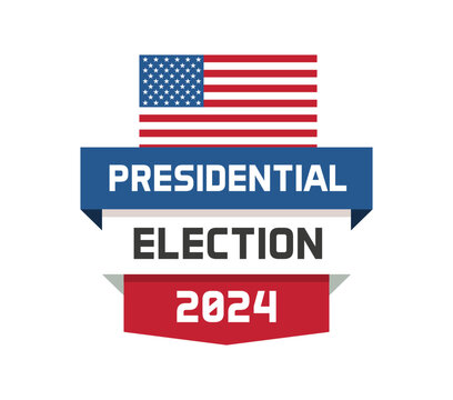 United States of America 2024 Presidential Election day banner. Vector banner with usa flag colors, text and flag