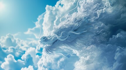 Celestial Dragon Amongst Clouds. - obrazy, fototapety, plakaty