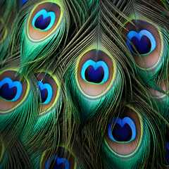 Majestic Showcase of Vibrant Peacock feathers - Exquisite, Colorful, and Magnificently Detailed