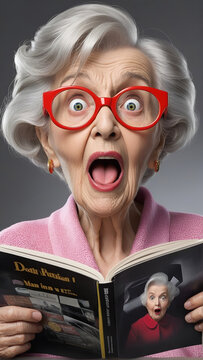 Portrait of an older woman reading a book