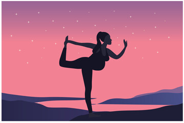 Pregnant woman do yoga for exercise vector illustration. Mother care concept	