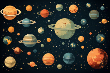 Planets and stars on the sky