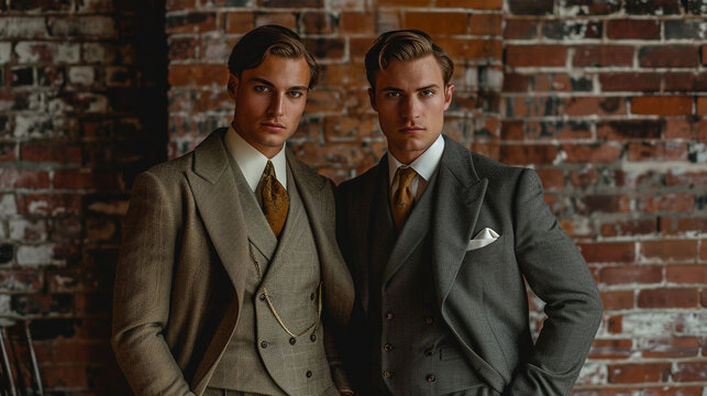 Transport your audience back to the speakeasy era with a dapper Gatsby-inspired look, showcasing the elegance of tailored suits and sleek hairstyles.
