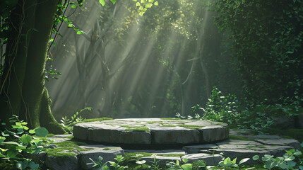 Podium stage with forest nature theme 