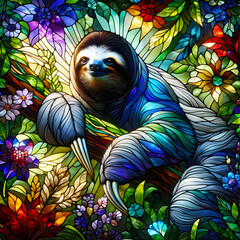 Stained glass sloth