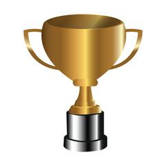 Trophy cup. Champion trophy, shiny golden cup sport award. Winner prize champions realistic