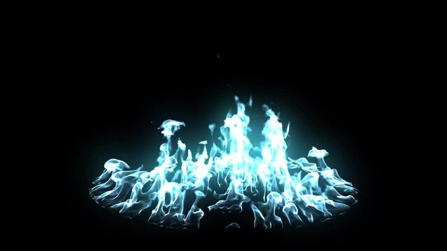 Blue fire burning circle loop effect animation