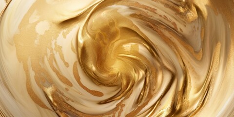 mesmerizing swirl of golden metallic paint creating an opulent and luxurious abstract background