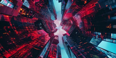 kaleidoscope of neon lights and digital glitches, reminiscent of a futuristic cityscape