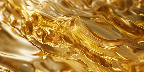fluid waves of liquid gold cascading down, creating an opulent and luxurious feel