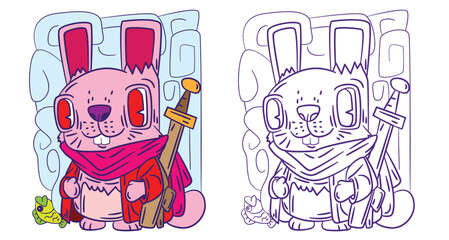 animal doodle illustration for coloring page drawing book