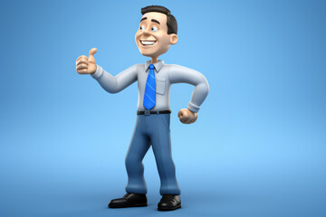 Friendly 3D Rendered Businessman Giving a Thumbs Up