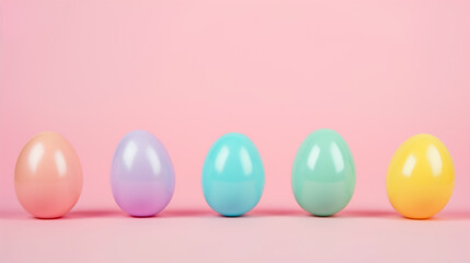plastic Easter eggs in a row, pop art backgound