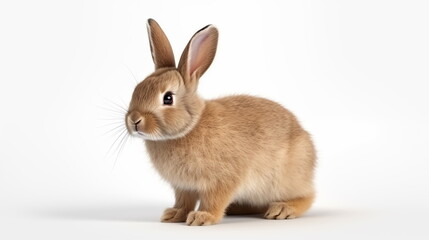 Fototapeta premium Portrait brown rabbit isolated on white background. AI Generative.