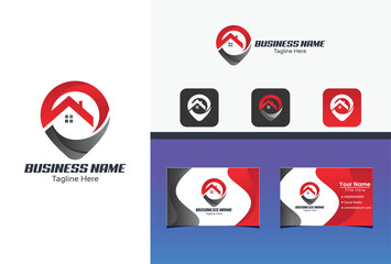 house location logo icon vector with business card concept