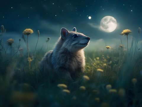 Explore the fantastical by photographing a moonlit meadow where imaginary creatures come to life. 