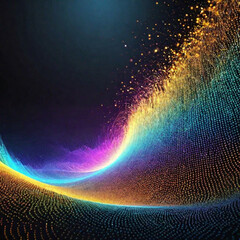 Colorful particles and curves, beating notes, wonderful music visualization, abstract colorful...