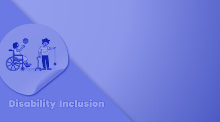 figure of children with disabilities in duotone blue color and legend Disability Inclusion