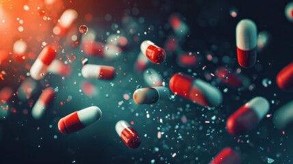 Medical and medicine concept background featuring vibrant, colorful medicine pills - obrazy, fototapety, plakaty