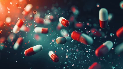 Foto op Canvas Medical and medicine concept background featuring vibrant, colorful medicine pills © Matthew