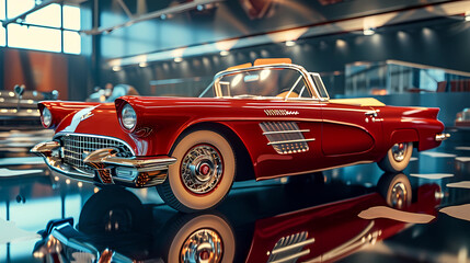 car showroom displaying a vintage convertible