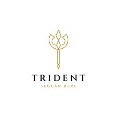 Elegant Trident line logo icon design template flat vector