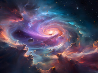 Step into a dreamscape observatory where thoughts materialize into swirling nebulae. - obrazy, fototapety, plakaty