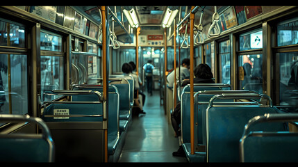 An empty seat in a crowded bus - Powered by Adobe