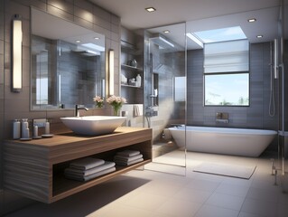 Fototapeta na wymiar Modern bathroom interior design in a luxury house