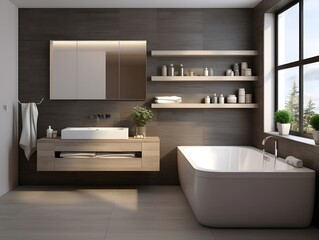 Fototapeta na wymiar Modern bathroom interior design in a luxury house