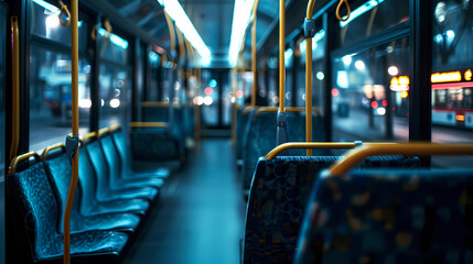 An empty seat in a crowded bus - obrazy, fototapety, plakaty