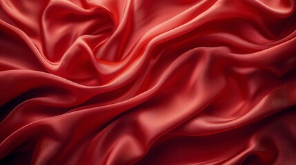 Obraz premium Red silk fabric background. The luxurious fabric textured is very realistic and detailed.