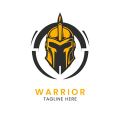 spartan helmet logo template design, warrior logo minimalist premium.