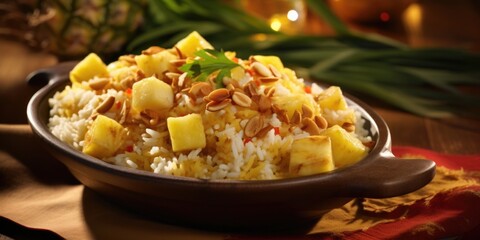 A taste of the tropics unfolds in this exotic stuffing, as tender jasmine rice is adorned with...