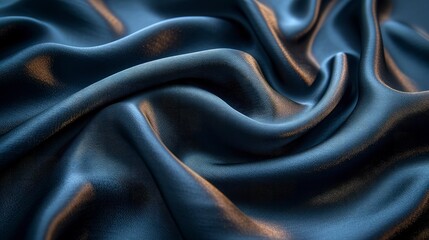 Black dark silk fabric background. The luxurious fabric textured is very realistic and detailed.