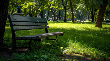 bench in a busy park