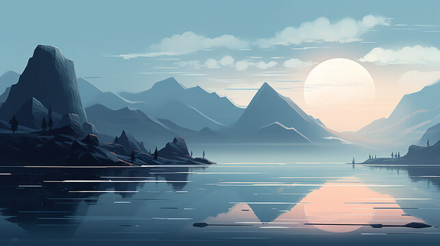 Digital Illustration With Clean Lines. A Nordic Style
