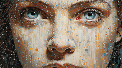 a pixel pointillism masterpiece where each dot contributes to an evolving narrative - obrazy, fototapety, plakaty