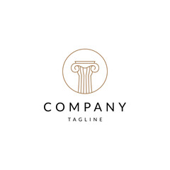 Elegant Greek Column Pillar logo design template with line art gold color style