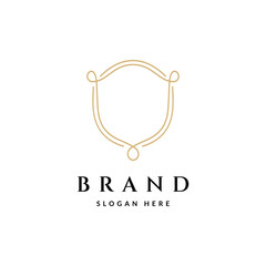 Elegant shield frame linear logo design template