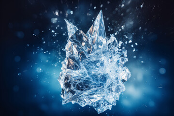 Crystal Explosion on Blue Background, Abstract Art and Design Element