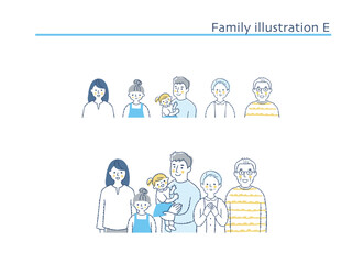 笑顔の家族　上半身とアイコン