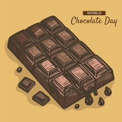 Hand drawn vintage style chocolate day illustration
