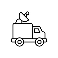 Journalist car outline icons, minimalist vector illustration ,simple transparent graphic element .Isolated on white background